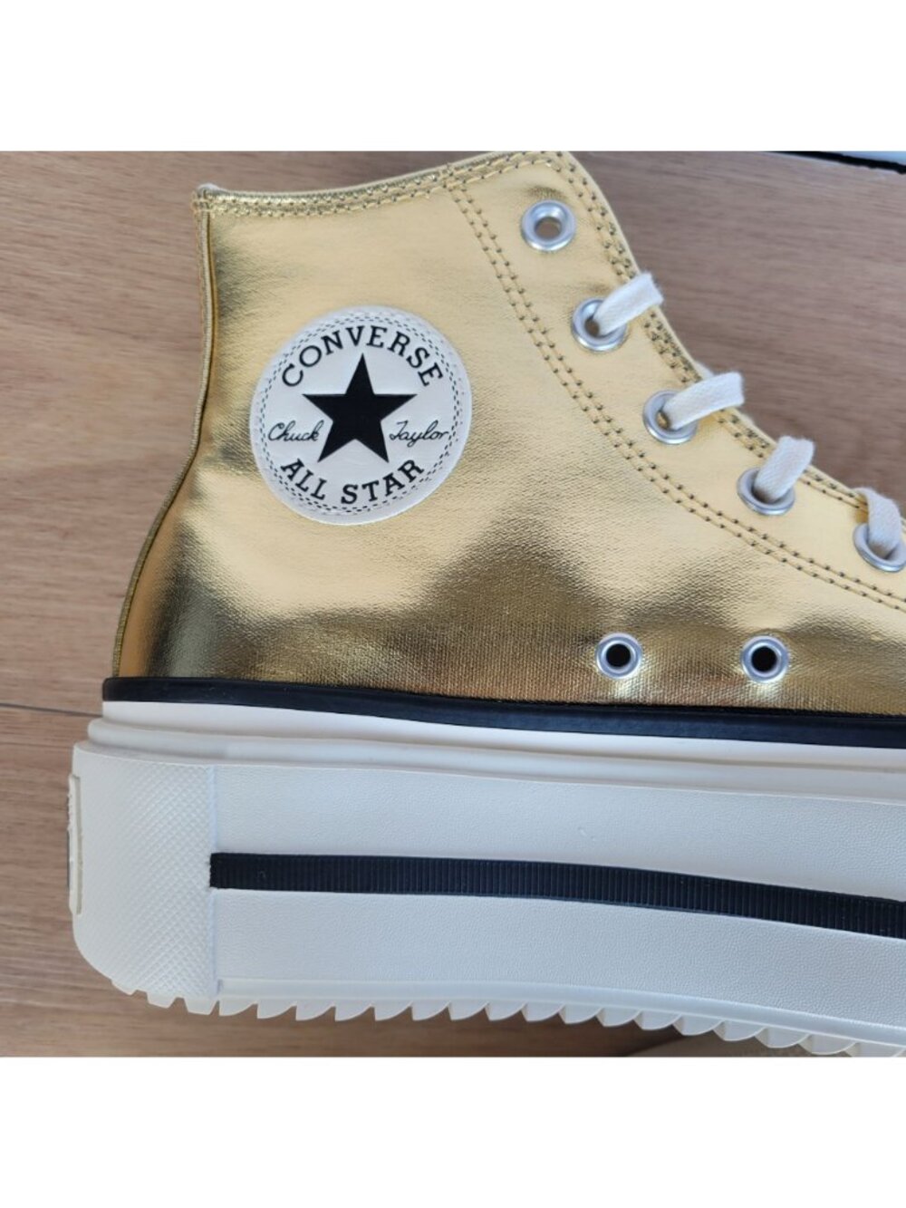 ⭐Chuck Taylor All Star Lift Double Stack Metallic Gold Sz 9 Womens Shoes A15164C - Picture 5 of 9